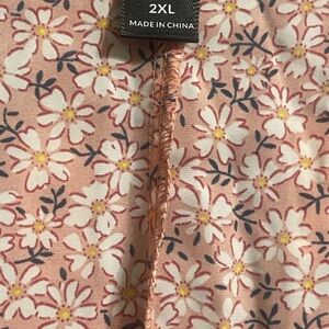 SHEIN Curve 2Xl Pink 3/4 Sleeve Boxy Blouse with Relaxed Fit